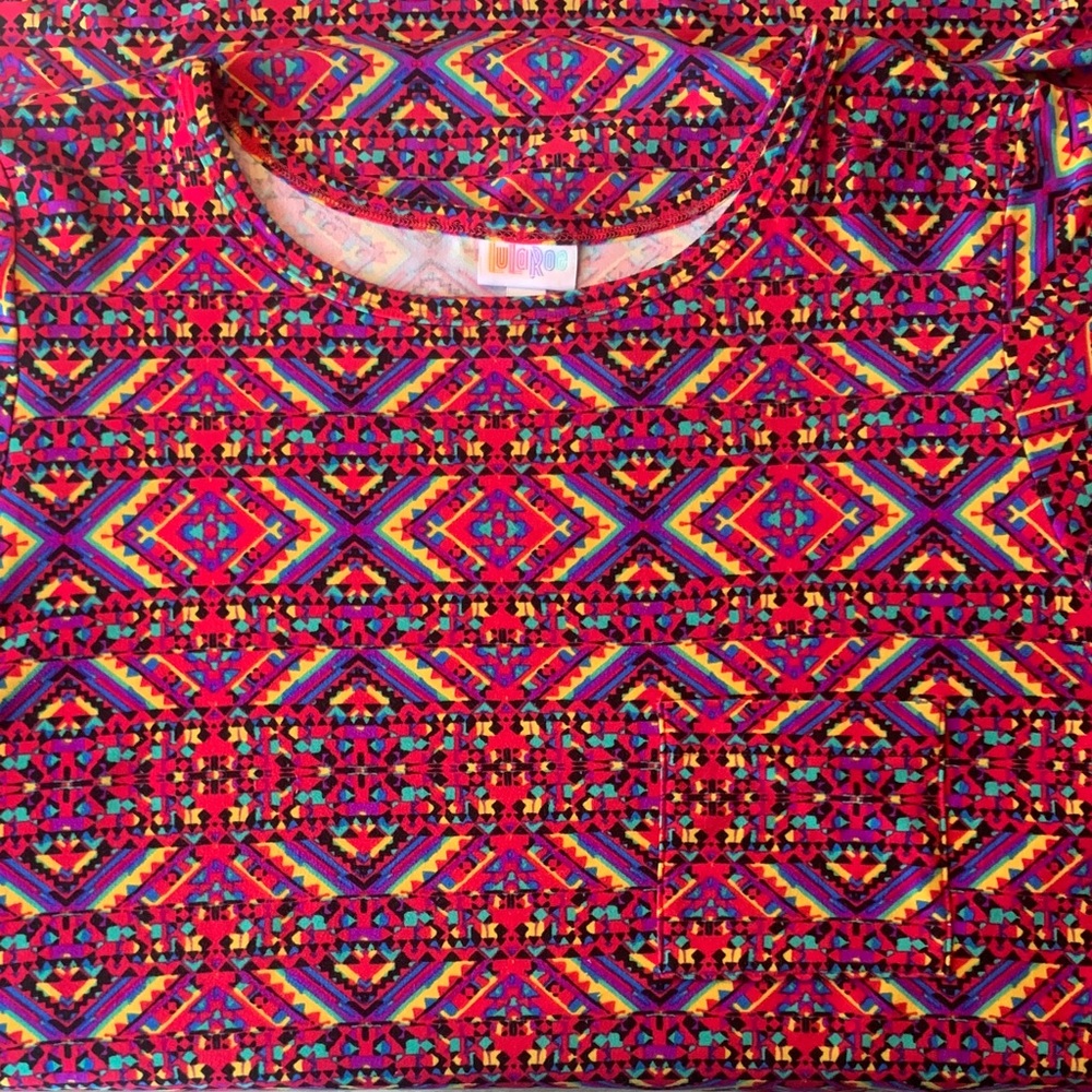 LuLaRoe Multicolor Geometric Print Dress - Red, Purple, Blue, Yellow, Green